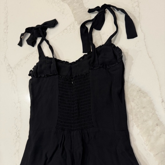 Reformation Christine Mini Dress RuffleHem TieStraps Sweetheart Womens 2 Black - Picture 14 of 16